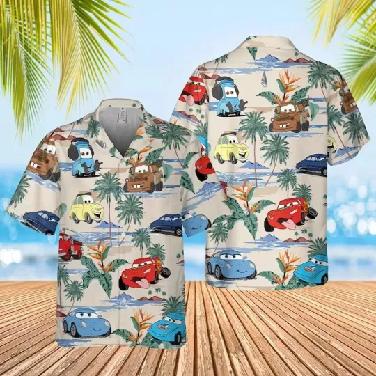 Lightning McQueen Hawaiian Button Down Shirt