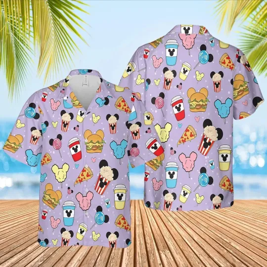 Discover Candy Mickey Mouse Hawaiian Button Down Shirt