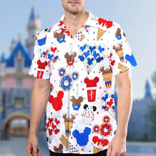 Discover Mickey Mouse 4th July Hawaiian Button Down Shirt