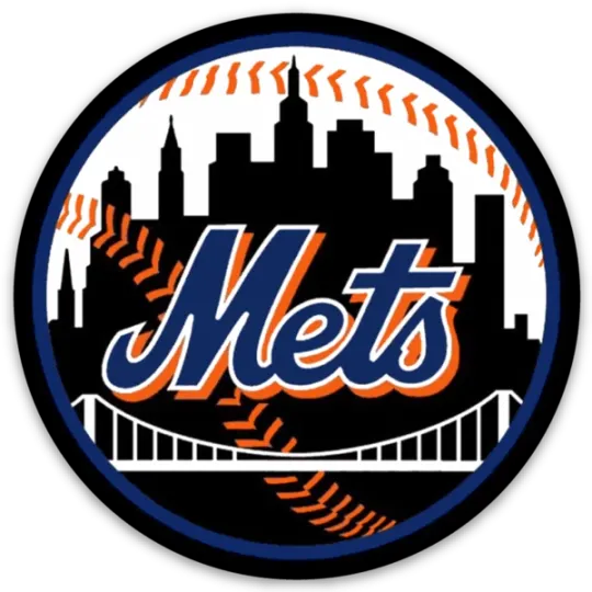 Discover New York Mets Orange & Black Classic Baseball Logo Type Die-Cut Round STICKER