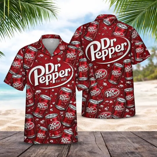 Discover Dr Pepper Island Palm Leaves Pattern Shirt Hawaiian beer lover Shirt Pepper Aloh