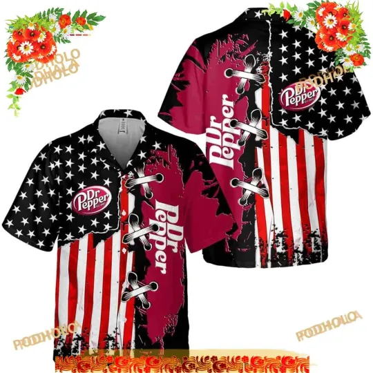 Discover Dr Pepper Funny Hawaiian Shirt, US Flag Aloh
