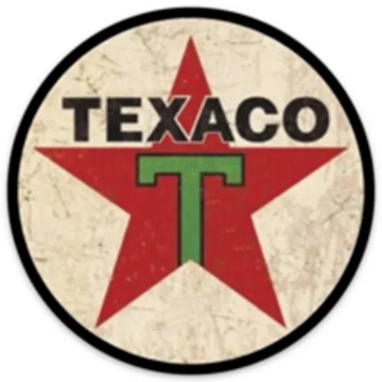 Discover Texaco Gasoline Auto Brand Logo Type Distressed Die-cut Round STICKER