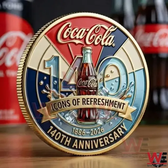 Discover CocaIcon of Refreshment 140th Annviersary 1886-2026 Coin