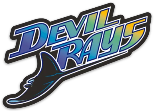 Discover Tampa Bay Devil Rays Floating Devil Ray w/ Word Font Logo Type Die-Cut STICKER