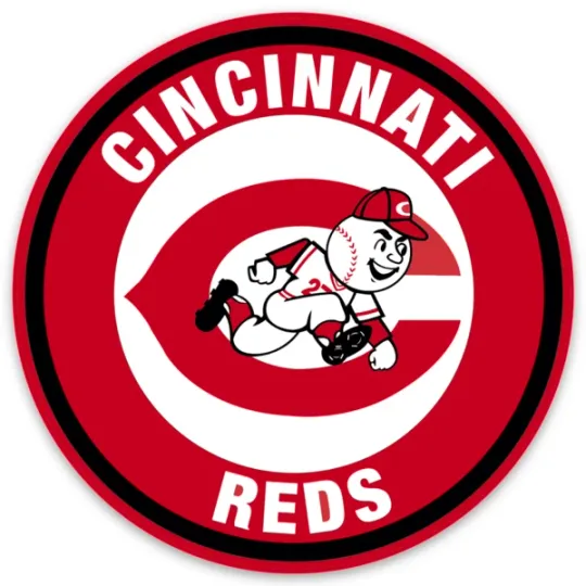 Discover Cincinnati Reds logo Type MLB Baseball Die-Cut Round STICKER