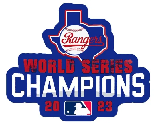 Discover Texas Rangers 2023 World Series Champions Logo type MLB Baseball Die-Cut STICKER