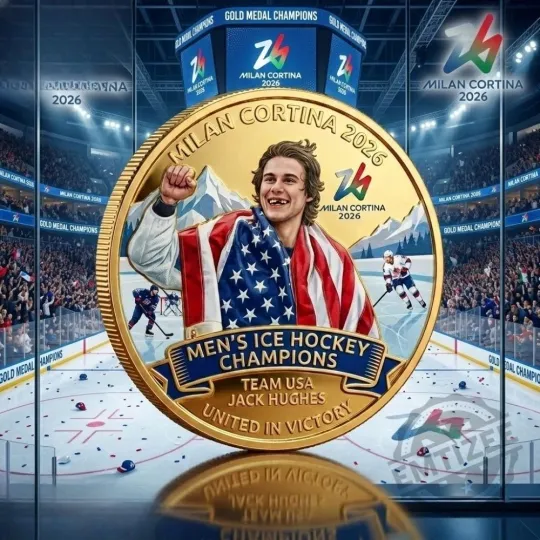 Discover Jack Hughes Gold Medal Usa Mens Ice Hockey Champions Coin