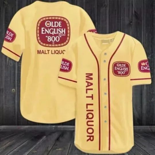 Discover Yellow Olde English 800 Beer Baseball Jersey Unisex, Baseball Tee XS-5XL Casual