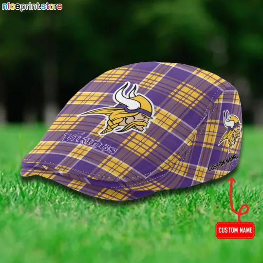 Discover Minnesota Team Vikings Jeff Cap Vikings Newsboy Cap football Golf Cap football Flat Cap