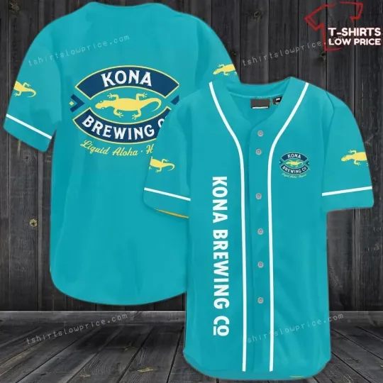 Discover Kona Brewing Co Blue Baseball Jersey