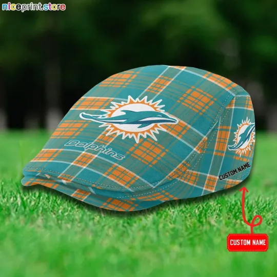 Discover Miami Team Dolphins Jeff Cap Dolphins Newsboy Cap football Golf Cap football Flat Cap