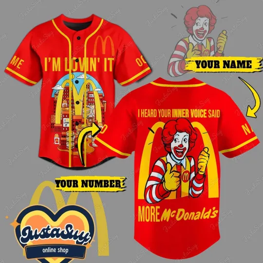 Discover Personalized Fast Food Style Baseball Jersey, Custom Name Shirt
