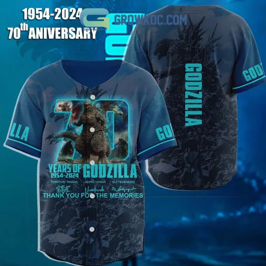 god zilla Thank You For 70 Years Of The Memories AdultYouth Baseball Jersey