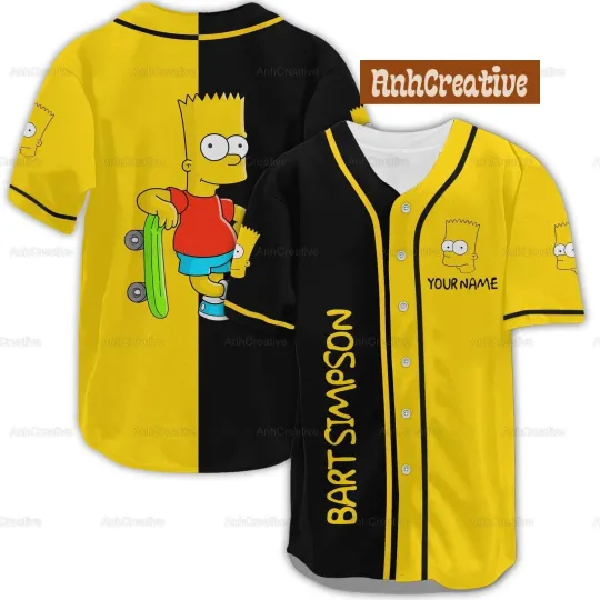 Discover Custom Bart Simpson Baseball Jersey Men's