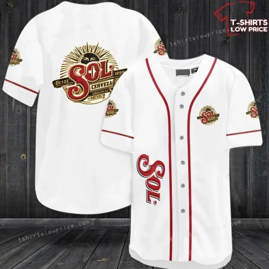 Discover Sol Cerveza Beer White AdultYouth Baseball Jersey Shirts