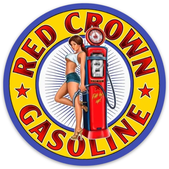 Discover Red Crown Gasoline Auto Brand Logo Type Die-cut Round STICKER