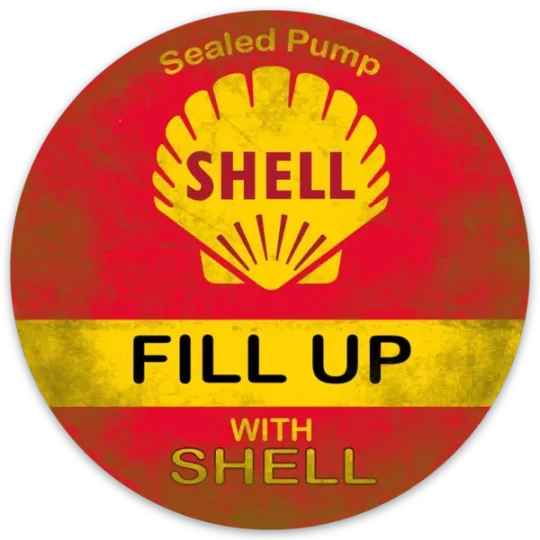 Discover Shell Gasoline Auto Brand Logo Type Distressed Die-cut Round STICKER