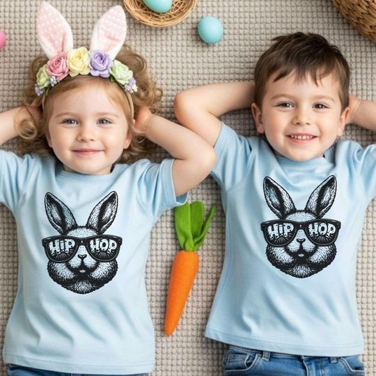 Discover Hip Hop Bunny Easter Shirt, Easter Family Matching Tee, Funny Bunny Easter T Shirt, Easter 2026 Family Shirt