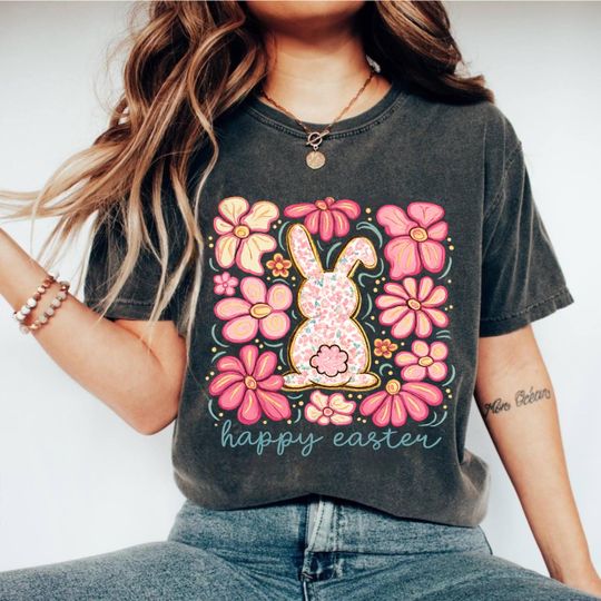 Discover Easter Bunny Shirt, Floral Bunny Tee, Jesus Easter Comfort Colors Shirt, Happy Easter Graphic Tee, Spring Family Shirt 2026
