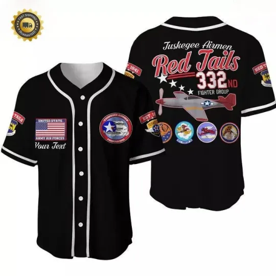 Discover Tuskegee Airmen Red Tails AdultYouth Baseball Jersey Shirts