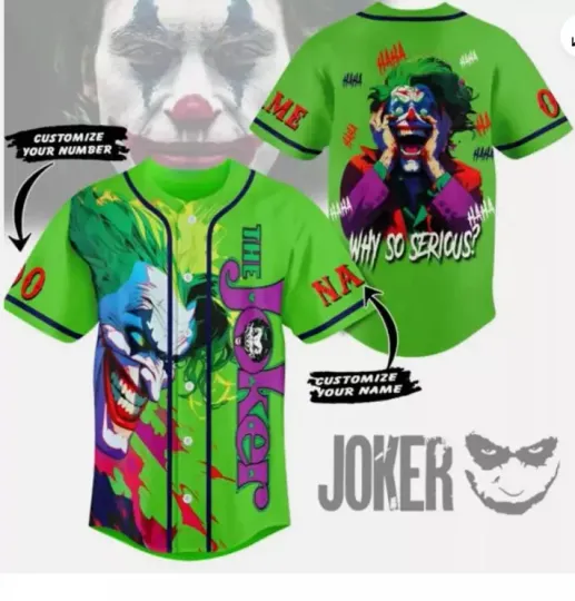 Custom Joker Clown Hahaha Why So Serious AdultYouth Baseball Jersey Shirts