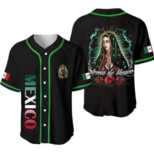Discover All Black Lady of Guadalupe AdultYouth Baseball Jersey