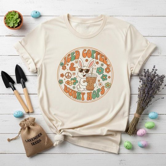 Discover Iced Coffee & Bunny Hops Boxy T-Shirt - Retro Easter Bunny Oversized Tee
