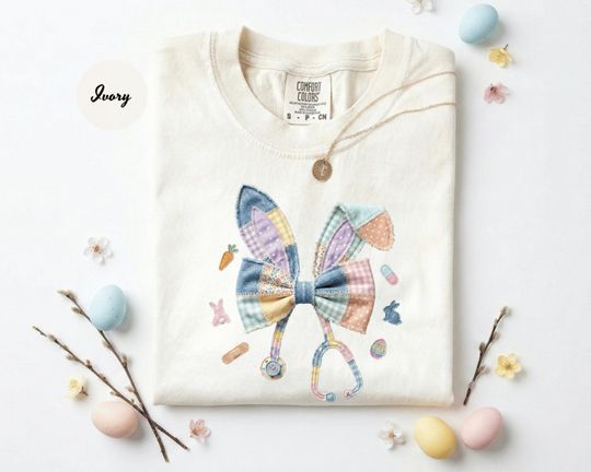 Discover Comfort Colors Faux Patchwork Nurse Easter Day Tee,  Easter Doctor Faux Shirt, Happy Easter Day 2026 Tee