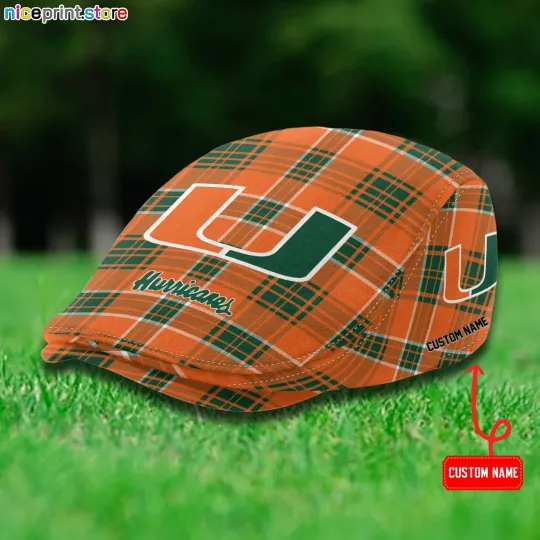 Miami Team Hurricanes Jeff Cap NCAA Newsboy Cap NCAA Golf Cap NCAA Flat Cap