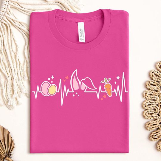 Discover Easter Heartbeat Shirt, Bunny Ears Carrot Egg ECG Line, Coquette Bow Bunny Sweater