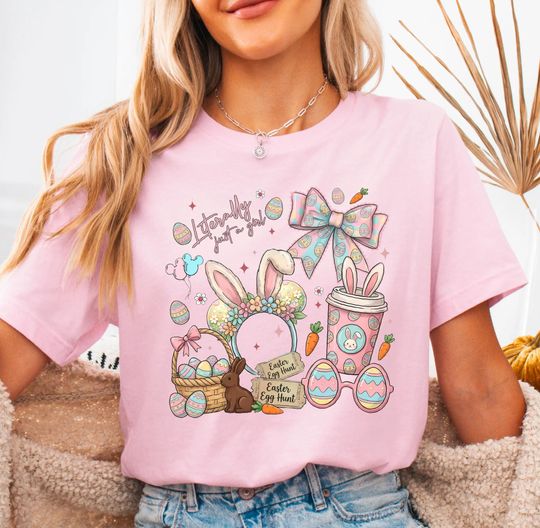 Discover Literally Just A Girl Shirt, Disney Easter Girls Tee, Minnie Bunny Ears Tee, Disney Egg Hunters Tee