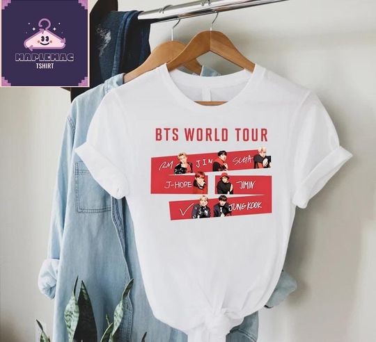 Discover Kpop World Tour Shirt, 7 Member Boy Band Tee, Kpop Fan Gift,Korean Pop Concert