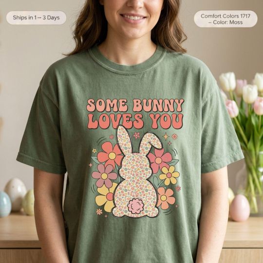 Discover Some Bunny Loves You T-Shirt, Easter Day Funny Aesthetic Couple Love Tee
