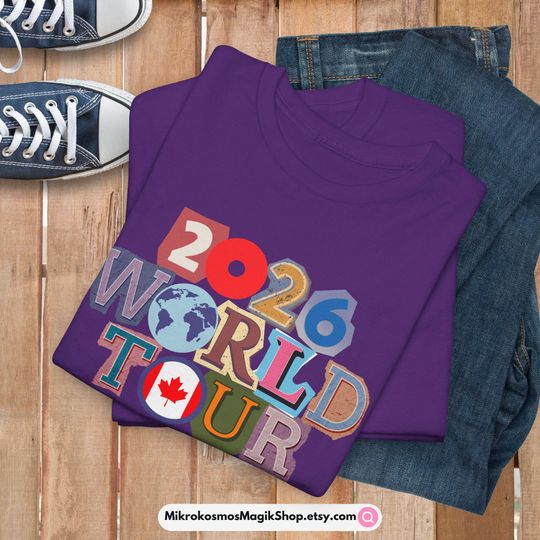 Discover 2026 World Tour Canada Shirt, Globe Collage Typography Concert Tee