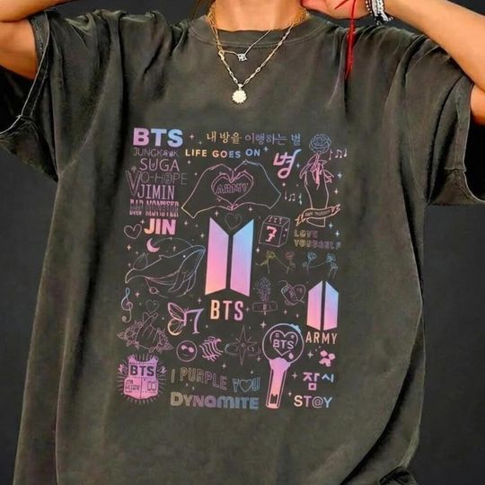 Discover BTS World Tour 2026 Shirt, Bangtan Boys Comeback 2026 Tee, Kpop Concert Merch Graphic, ARMY Fan Gift, Washed Vintage Black BTS T-Shirt