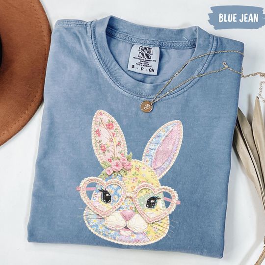 Discover Comfort Colors Faux Patchwork Floral Bunny Shirt, Spring Flower Graphic Tee, Vintage Cottagecore Easter Shirt
