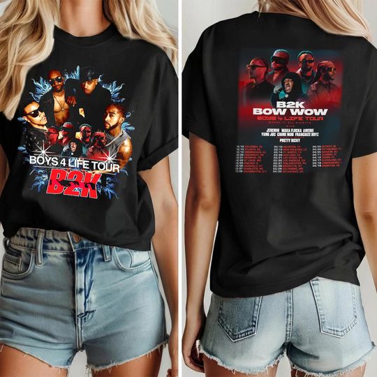 Discover B2K Bow Wow Boys 4 Life Tour 2026 Shirt, Y2K R&B Concert Tee, Vintage Hip Hop Graphic 2 Side Tshirt, Unisex Rap Fan Shirt, Gift For Fan