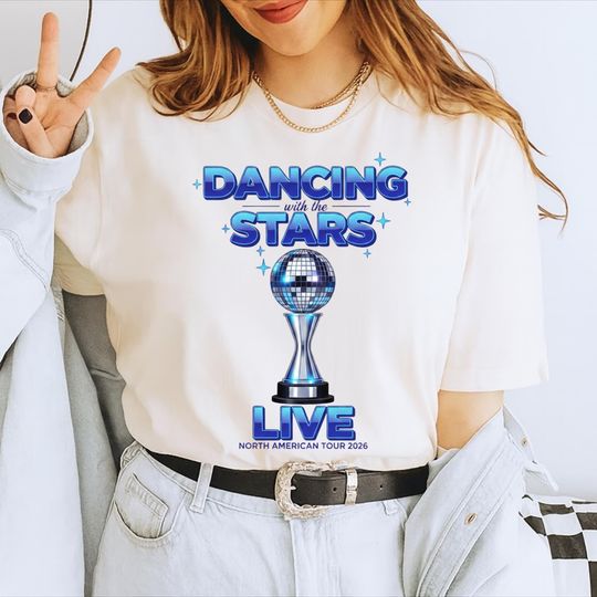 Discover Dancing With The Stars 2026 Tour Tshirt  | Retro Neon Champion Dancing Cup