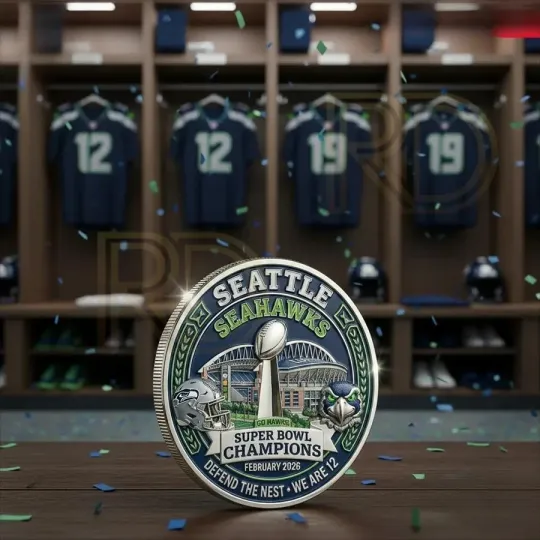 Discover Seattle Seahawks Go Hawks SBowl Champions February 2026 Coin