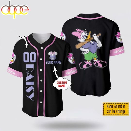 Custom Name And Number Daisy Duck Disney Baseball Jersey Shirt