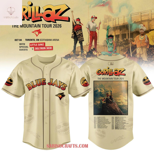 Toronto Blue Jays x Gorillaz The Mountain Tour 2026 Celebrate Baseball Jersey