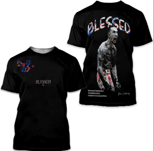 COMBATWEAR Max Holloway Blessed V2 Tee, Blessed BMF T-shirt, UFC MMA Fan Custom