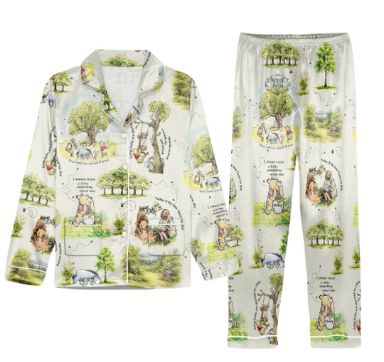Retro Winnie The Pooh Pajamas, Disney Cartoon Sleepwear, Pooh And Friends Pajamas Set, Magic Kingdom Gift, Gift For Her