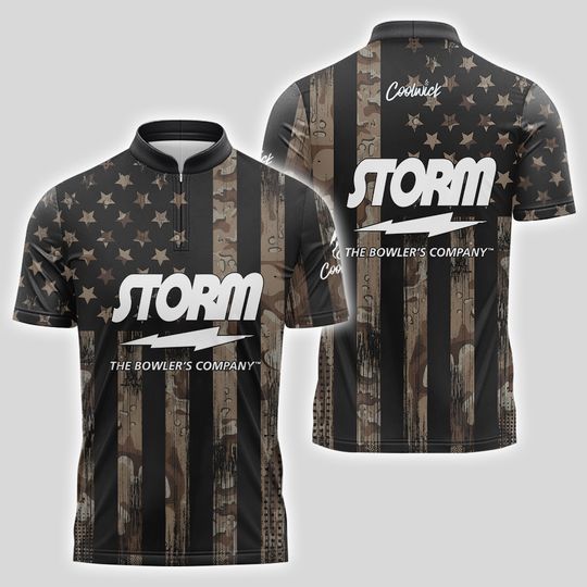 Storm Desert Camo Flag Fast Track CoolWick Bowling Jersey