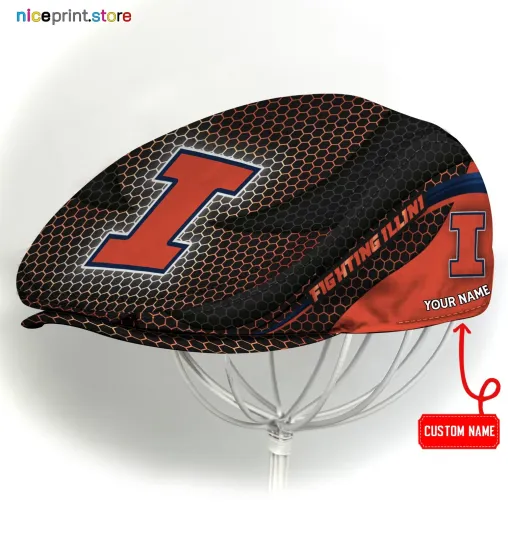 Discover Illinois Team Fighting Illini Jeff Cap NCAA Driver Cap= Golf Cap NCAA Flat Cap