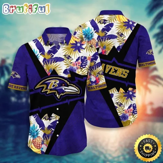 Discover Baltimore Football Team Ravenss Hawaiian Shirt Button Down Unisex Adults S-5XL