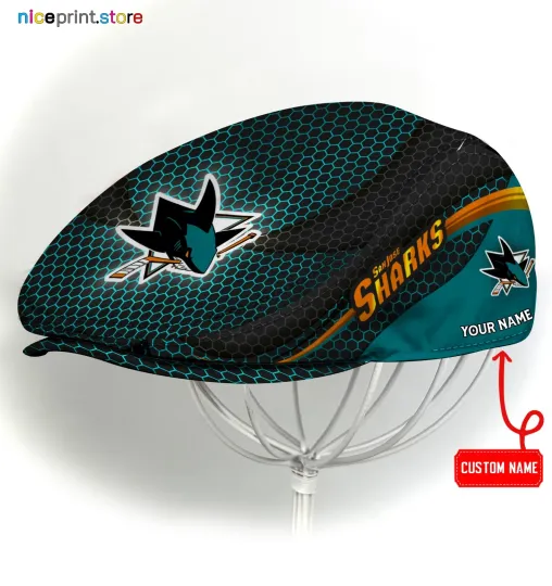 Discover San Jose Team Sharks Jeff Cap Sharks Newsboy Cap NHL Golf Cap NHL Flat Cap