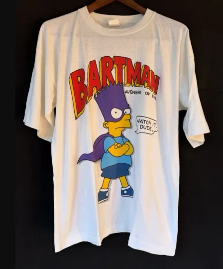 Discover Vintage Simpsons Bartman White Single T-Shirt