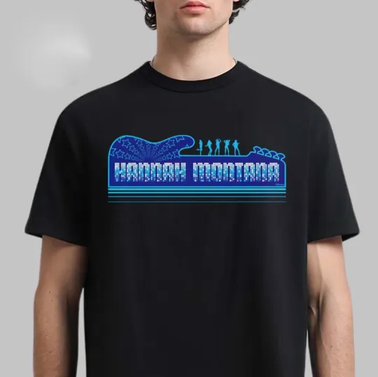 Discover Disney Hannah Montana 20th Anniversary Guitar Disco Dance Stars Logo T-Shirt